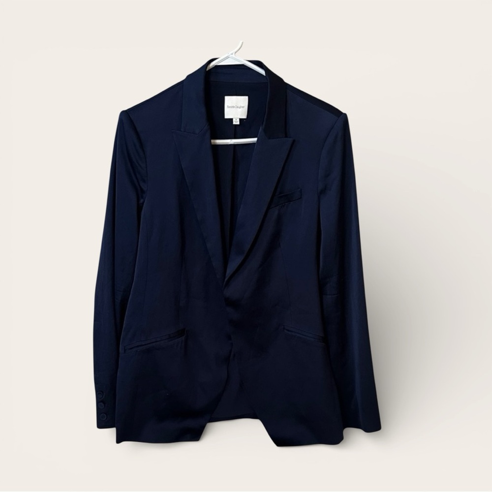 Favorite Daughter The Satin Blazer Navy Venetian Blue Women’s Medium